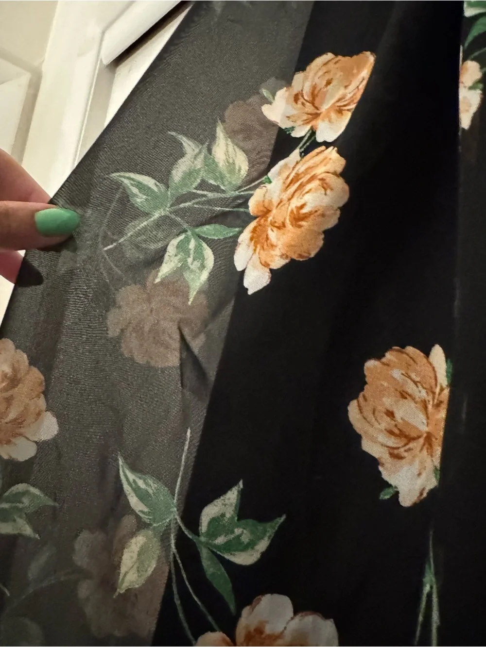 Old Navy Black Chiffon Maxi Skirt with Rose Print
